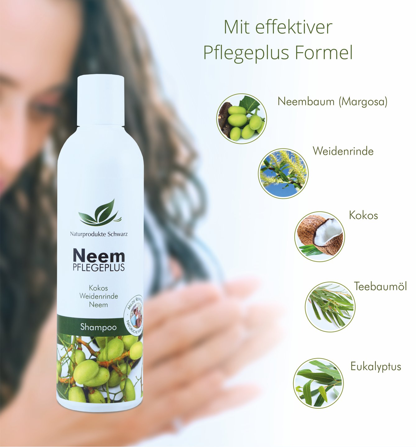 Neem Pflegeplus Shampoo mit Neem, Weidenrinde und Kokos - Ohne Silikone