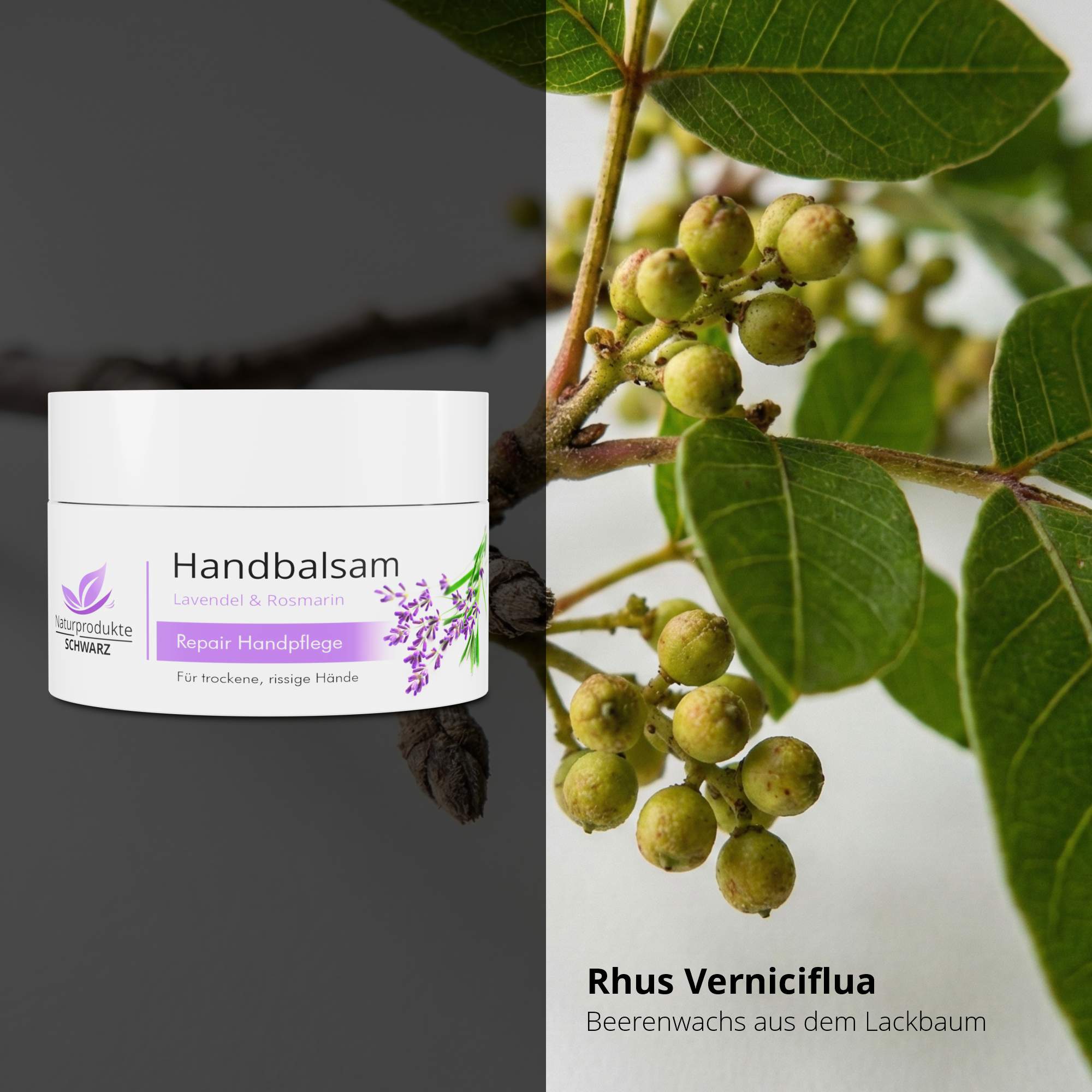 Handbalsam Lavendel-Rosmarin – Wasserfreie Repair Handpflege für trockene & rissige Hände