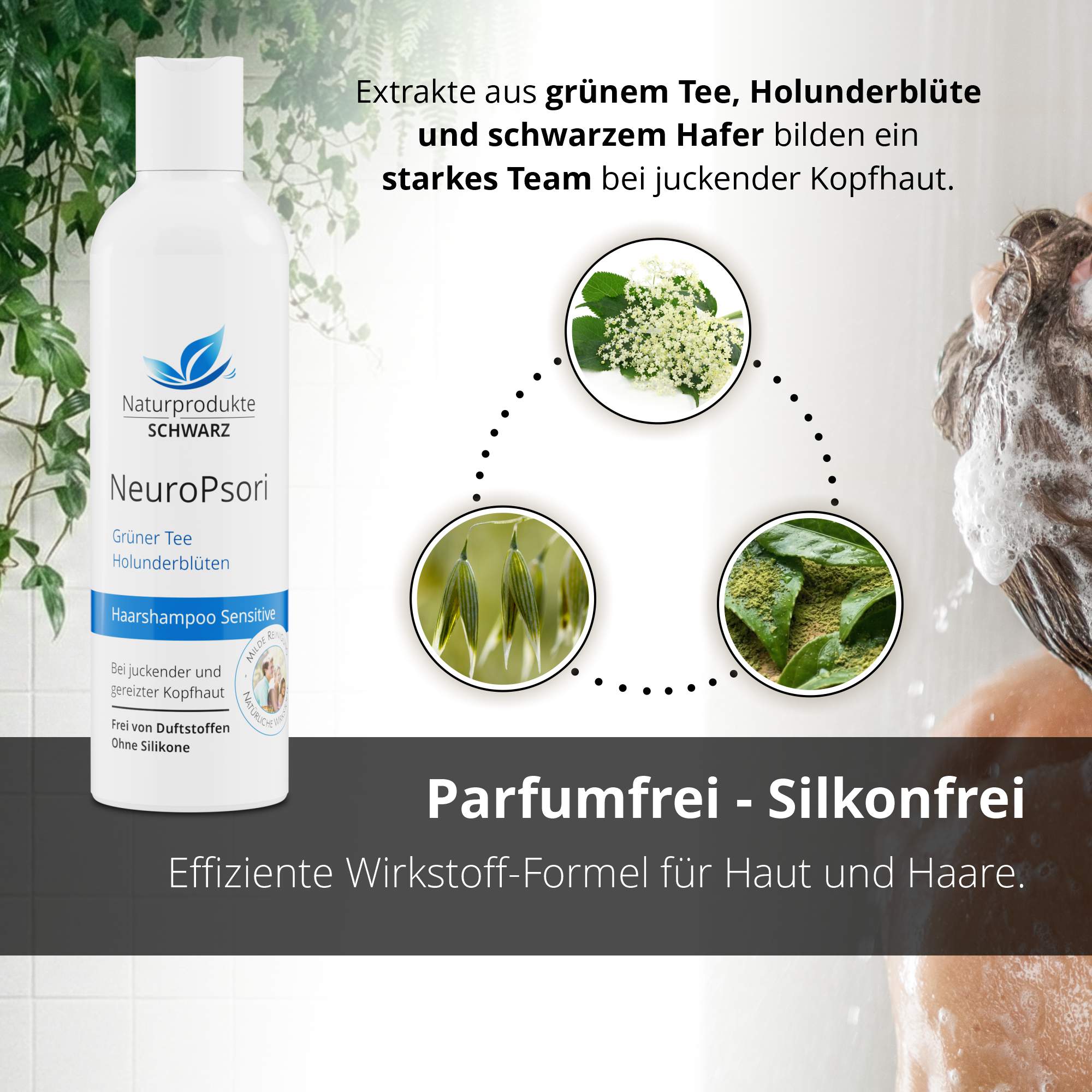 NeuroPsori Shampoo Sensitive bei Neurodermitis, parfumfrei, ohne Silikone & Sulfate
