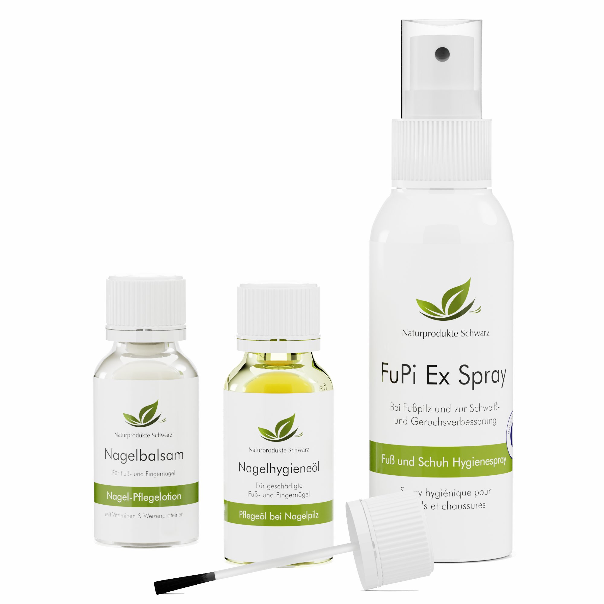 Pflege Set bei Nagelpilz - Nagelpilzöl, Nagelbalsam, Fußspray, 3-tlg