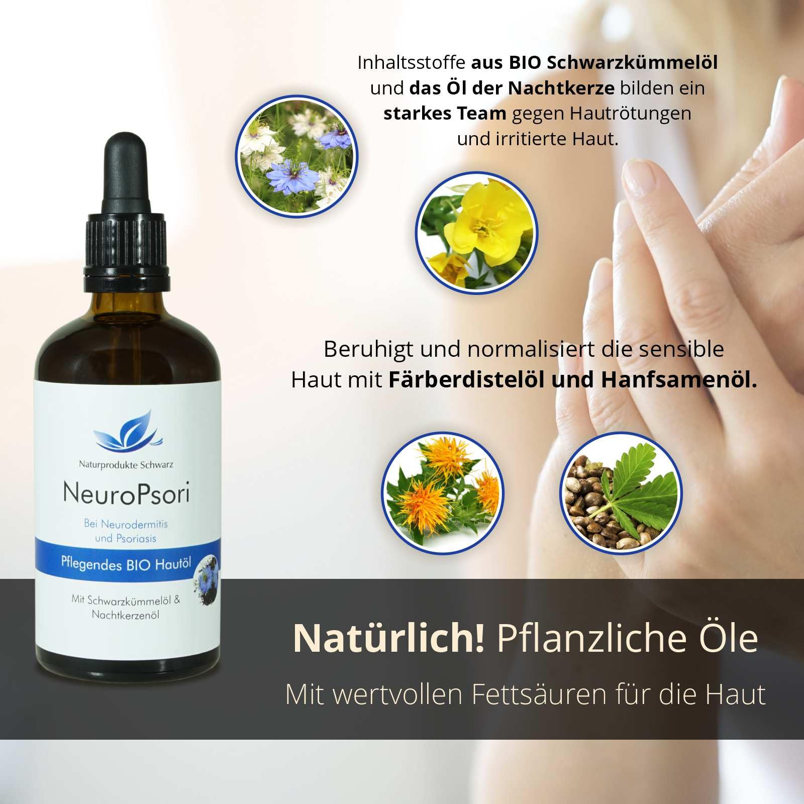 NeuroPsori BIO-Hautöl - mit Nachtkerzenöl, bei Neurodermitis und Schuppenflechte
