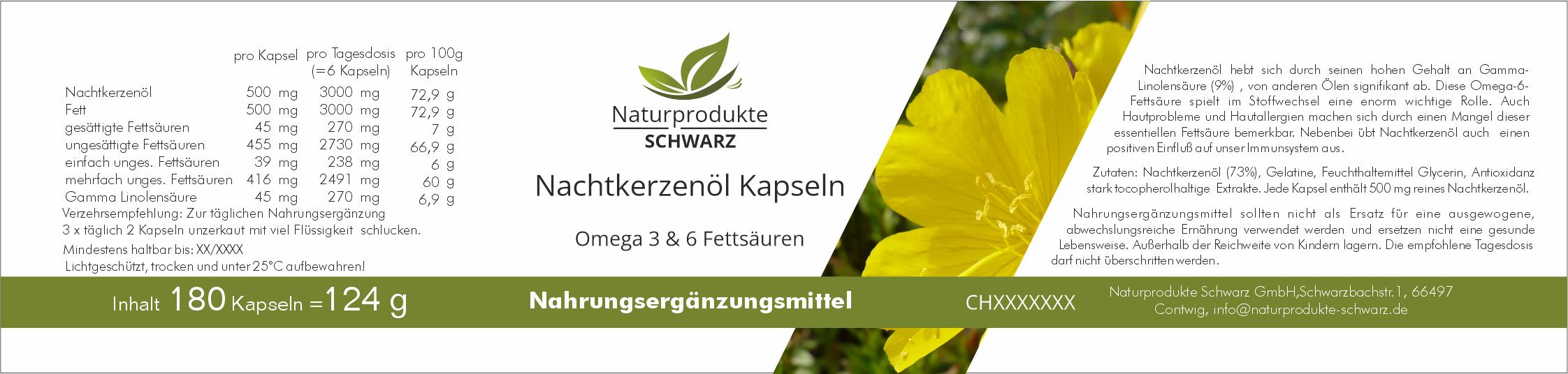 Nachtkerzenöl Kapseln - für den Stoffwechsel