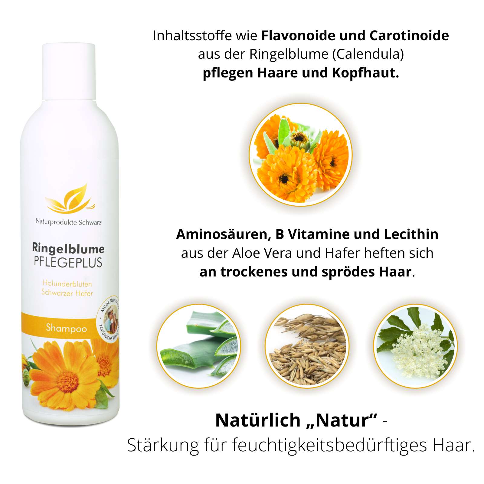 Ringelblumen Pflegeplus Shampoo - Für trockenes, sprödes Haar - Ohne Silikone