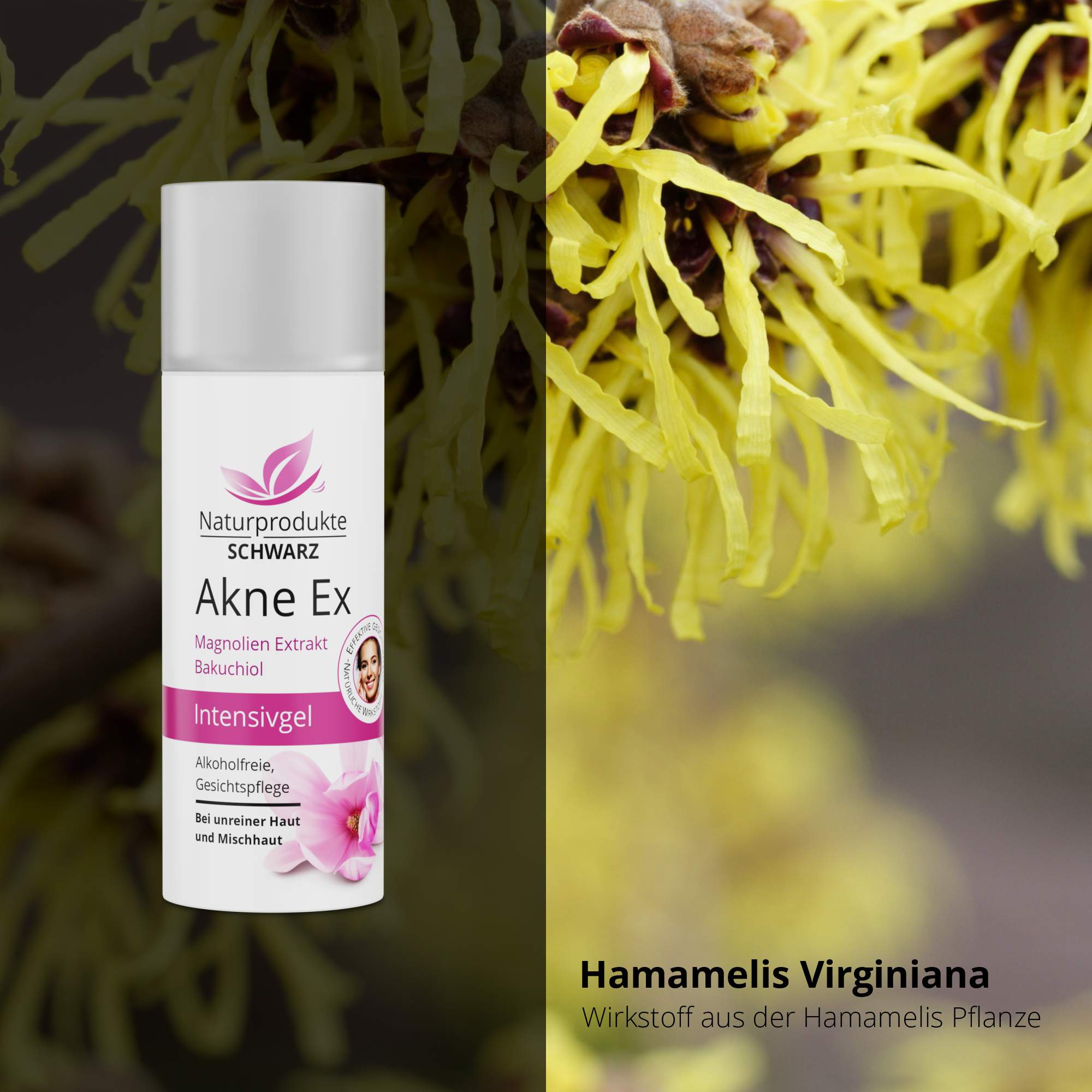 Akne Ex Intensivgel - mit Magnolien Extrakt & Bakuchiol, Gesichtspflege, alkoholfrei, fettfrei