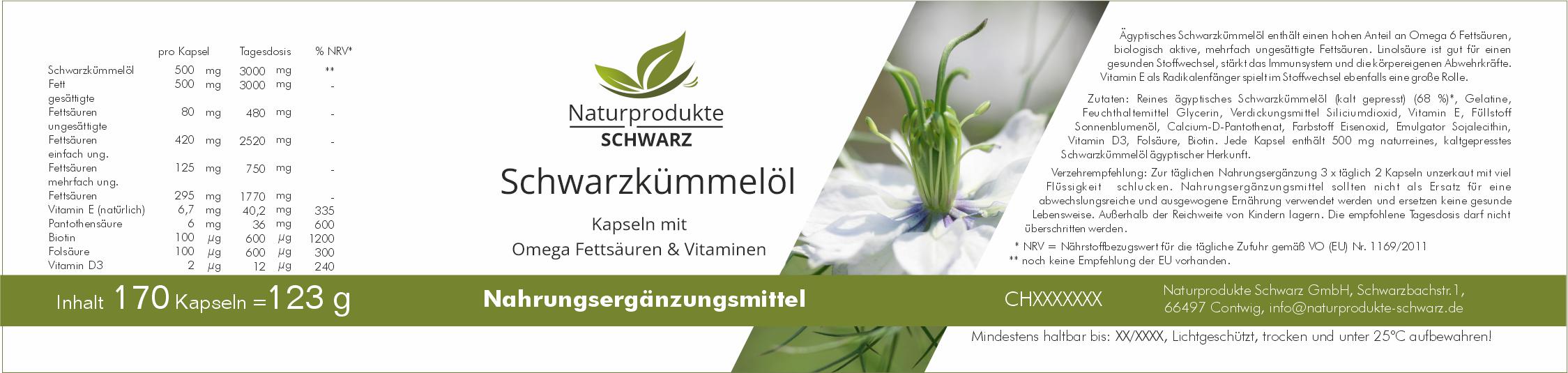 Schwarzkümmelöl-Kapseln - Omega-6-Fettsäuren