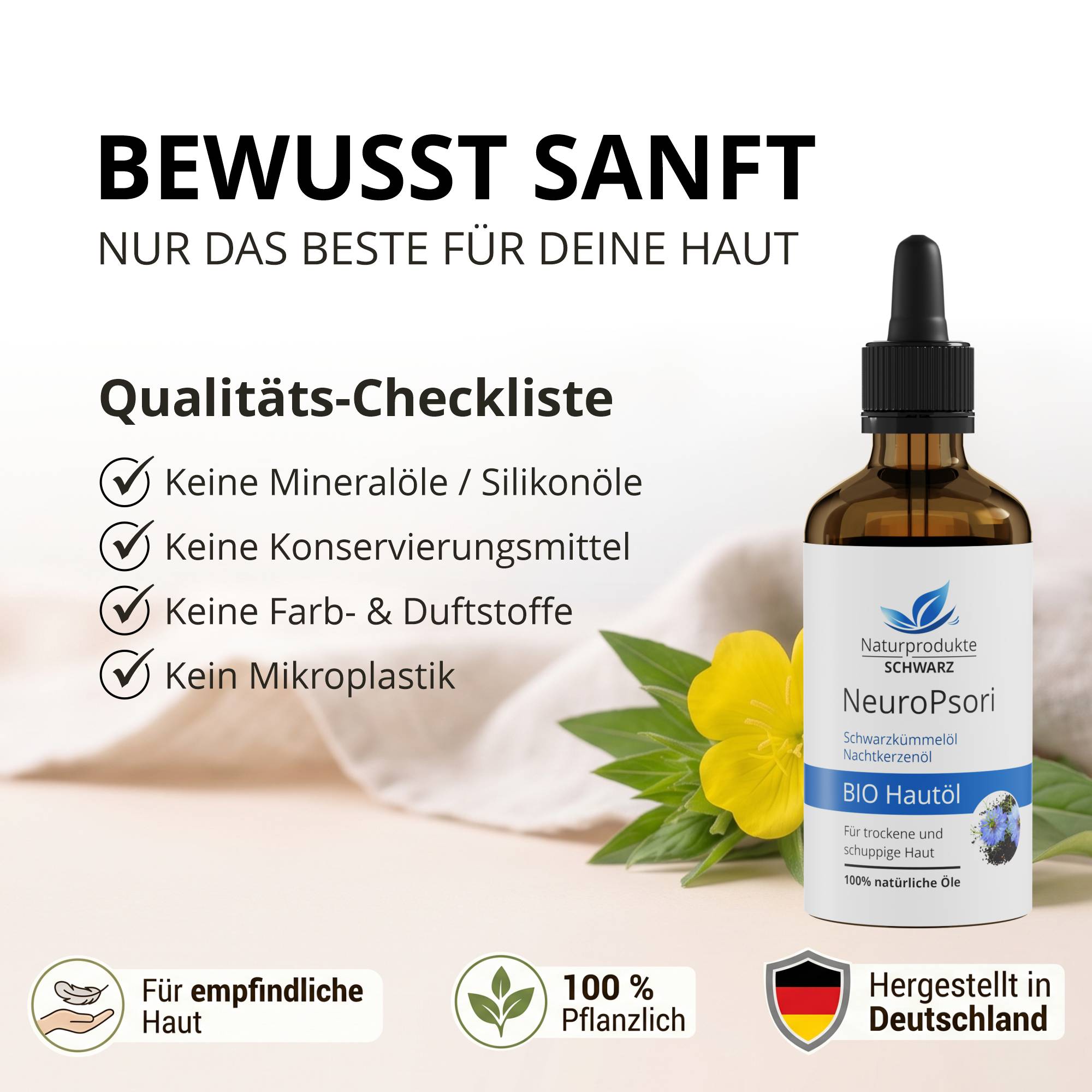 NeuroPsori BIO-Hautöl - mit Nachtkerzenöl, bei Neurodermitis und Schuppenflechte