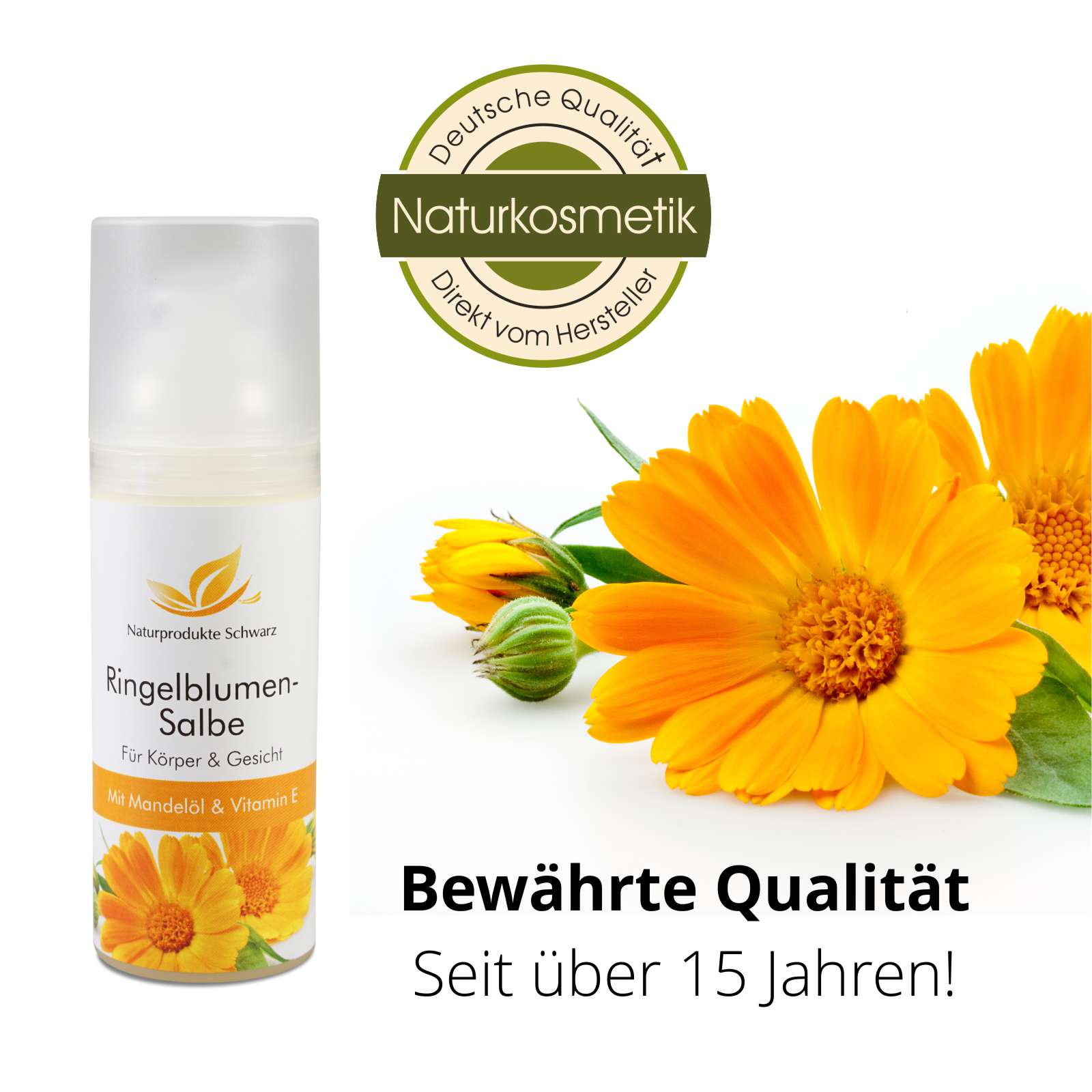 Ringelblumensalbe mit BIO Calendula, BIO Mandelöl und Vitamin E
