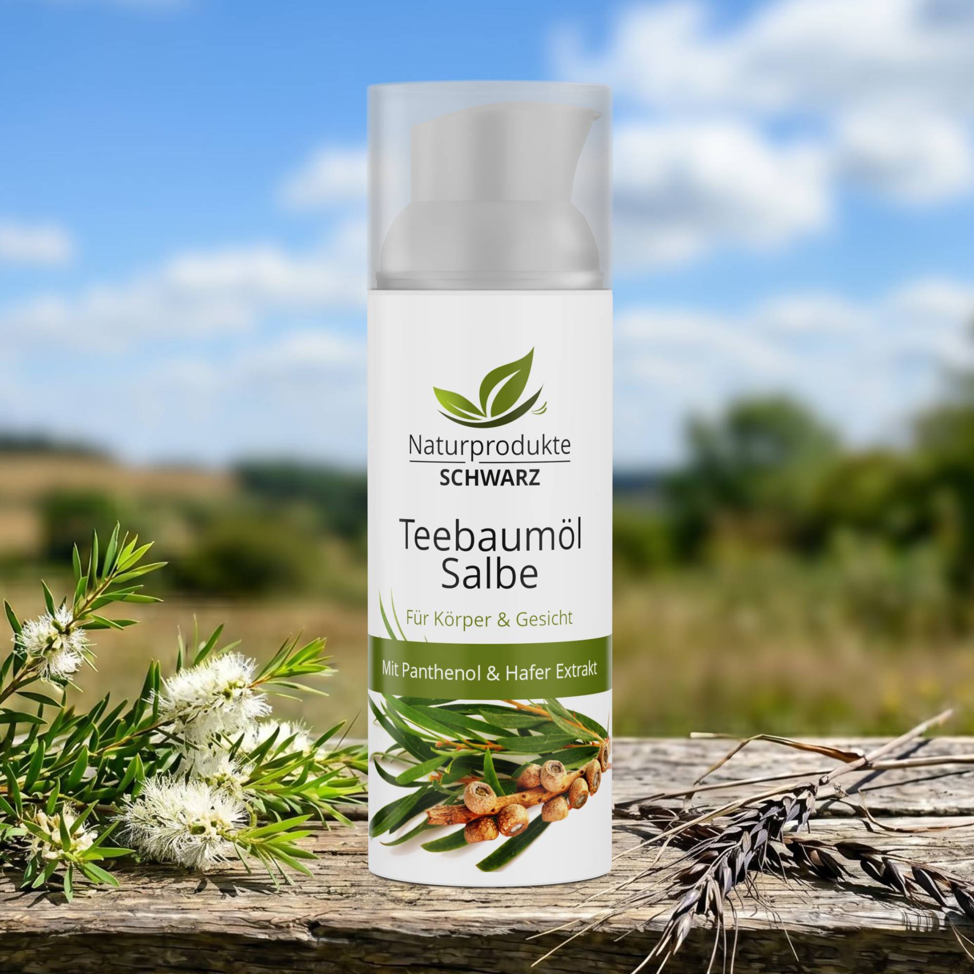 Teebaumölsalbe mit Panthenol und schwarzem Hafer Extrakt
