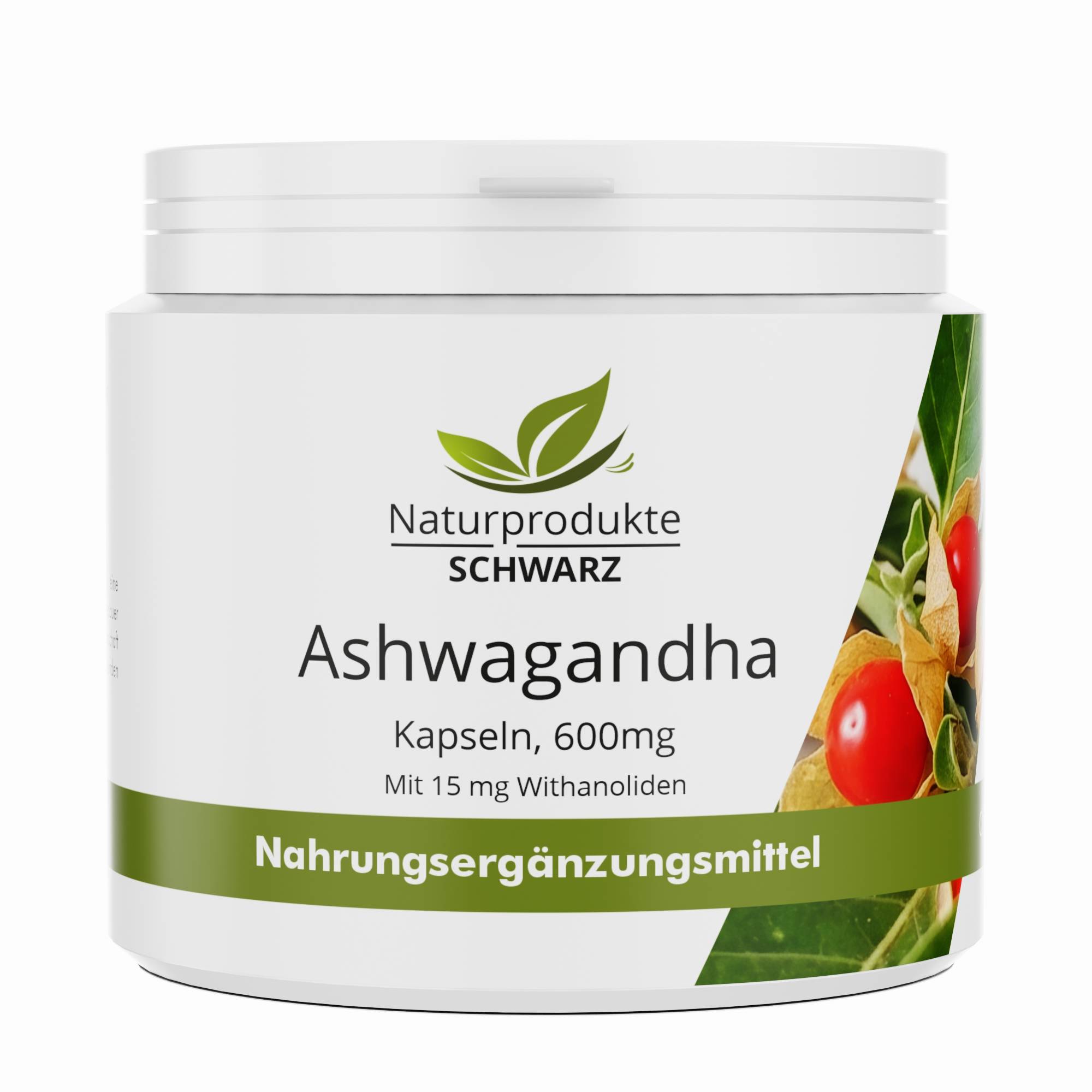 Ashwagandha Kapseln hochdosiert – 600 mg, 15 mg Withanolide, 120 St.